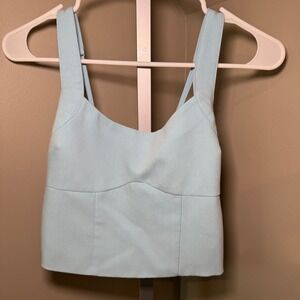 Abercrombie & Fitch Blue Sleeveless‎ Smocked Back Crop Top Womens XS